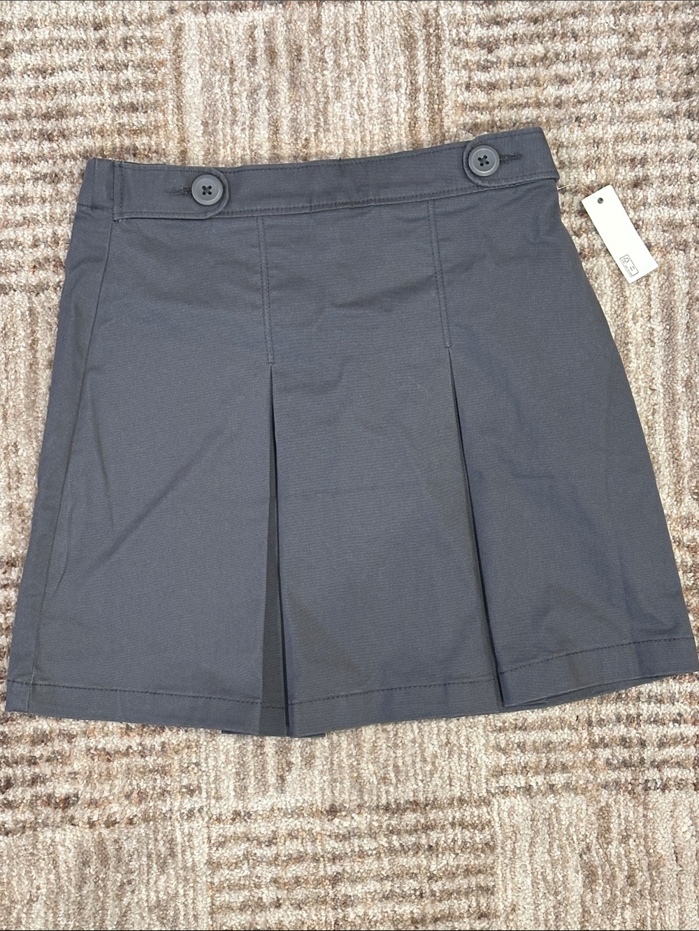 Amazon Essentials Gray Pleated Mini Skirt with Button Waist